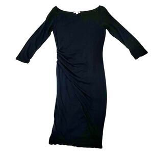 James Perse Asymmetrical Boat Neck Dress - Black - 3 (Large)